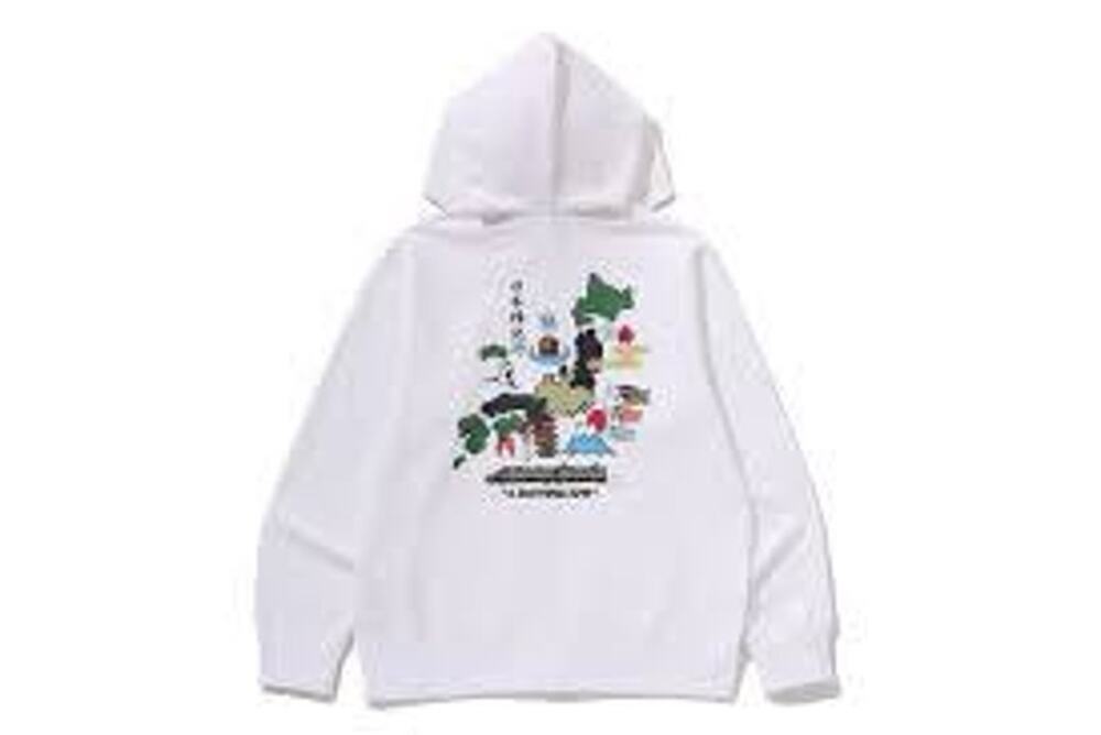 Official A Bathing Ape Japan Culture Zip Up Jacket Hoodie White